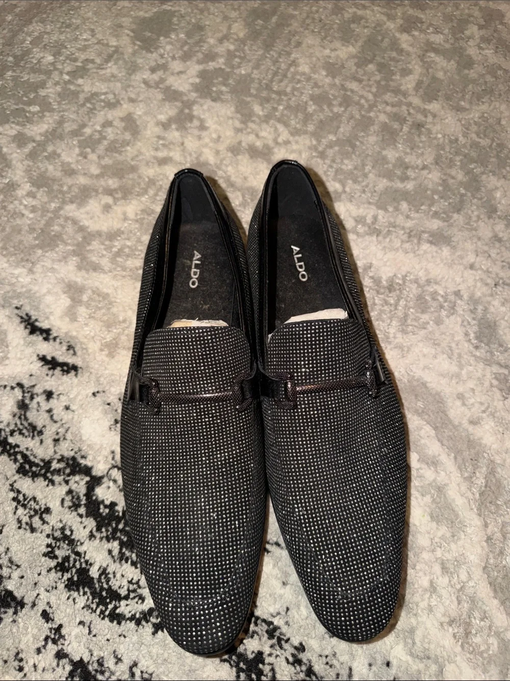 Aldo Black Micro-Studded Slip-On Loafers